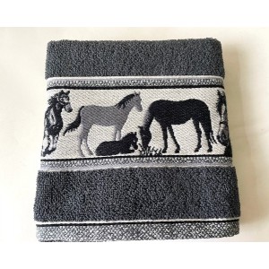 Handdoek - Paarden - Antraciet